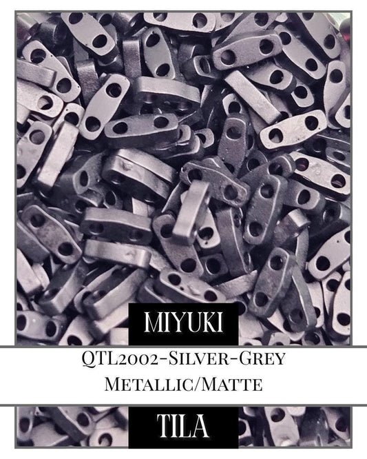 Miyuki Quarter Tila Beads – Flat 2-Hole Beads in Silver Grey, Seed Bead Crafting Supplies