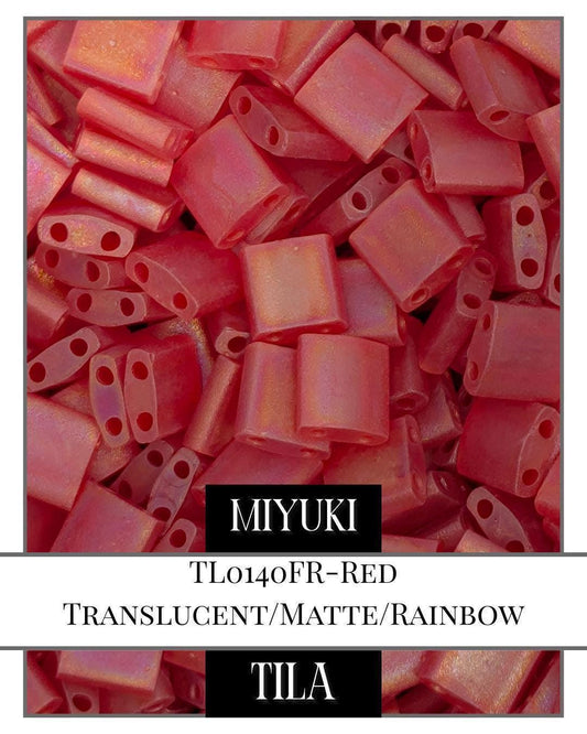Miyuki Tila Beads – Red Translucent 2-Hole Flat Beads | 7.5g Package