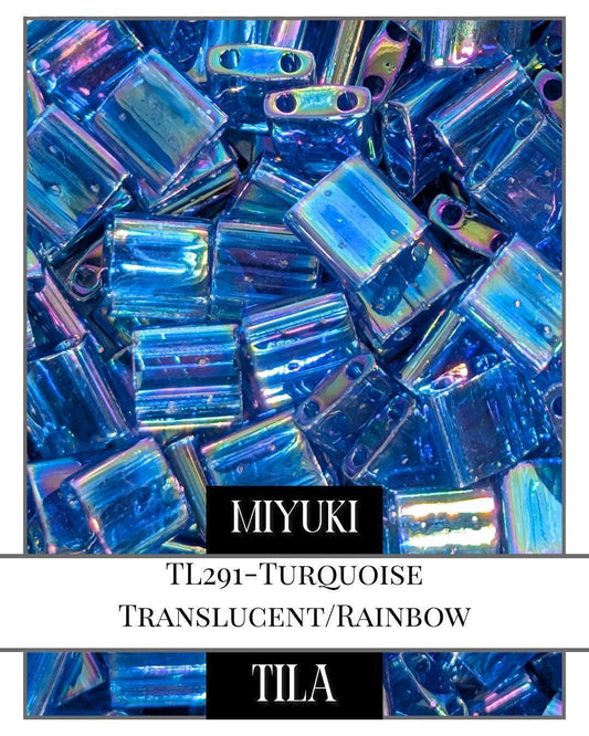 Miyuki Tila Beads - Turquoise 7.5 Gram Bead Pack | Flat Two Hole Seed Beads