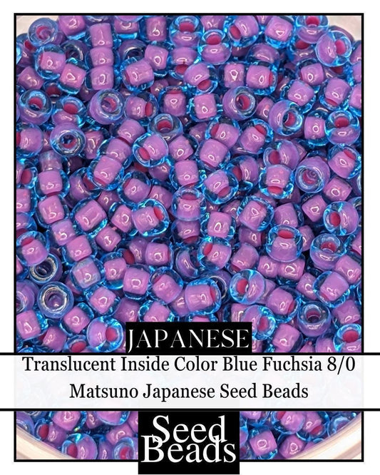 Translucent Seed Beads 8/0 Blue Fuchsia - Japanese Frosted Spacer Beads for Jewelry Making