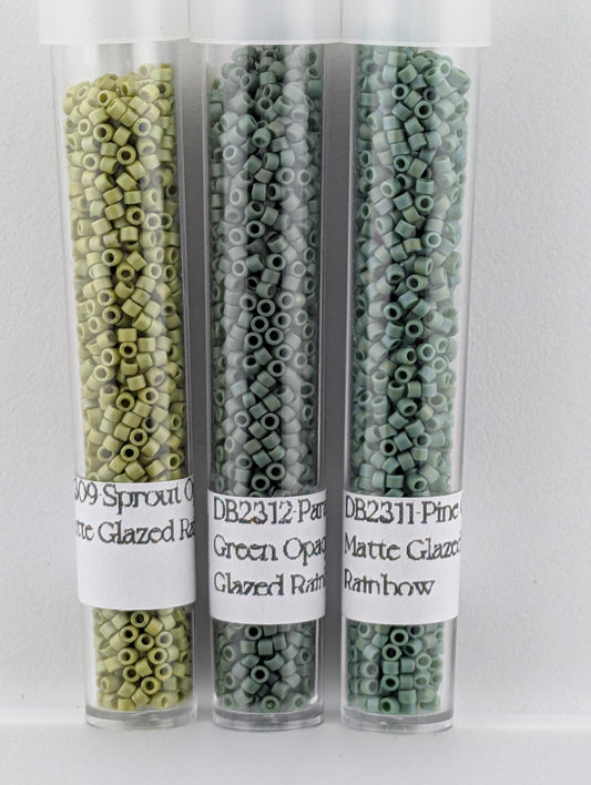 Miyuki Delica Beads | Emerald Gradient Green Bead Palette - Matte Opaque Rainbow Finish