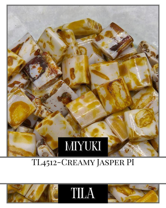 Miyuki Tila Beads – Cream Jasper Beading Supplies Pack | Handmade Bracelet Beads