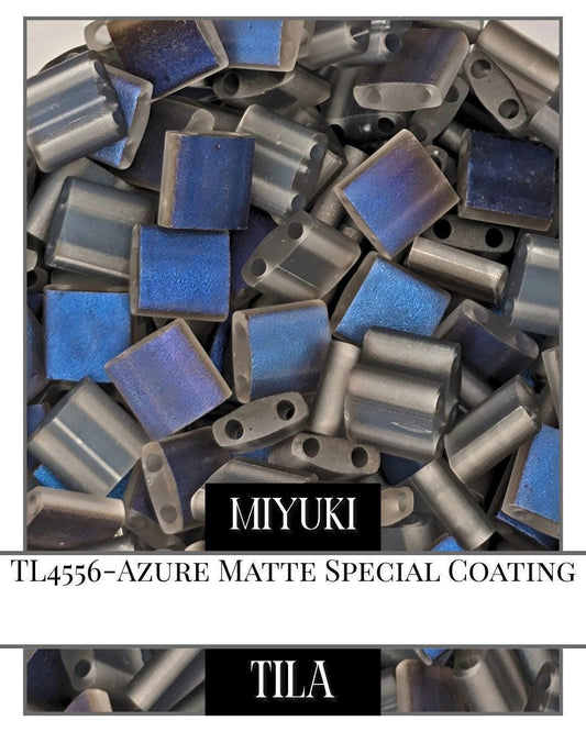 Miyuki Tila Beads – Azure Matte 2-Hole Flat Square Beads | 7.5g Pack