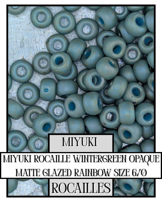 Miyuki Rocaille Beads – Wintergreen Opaque Matte Rainbow Glaze Size 6/0 Glass Beads
