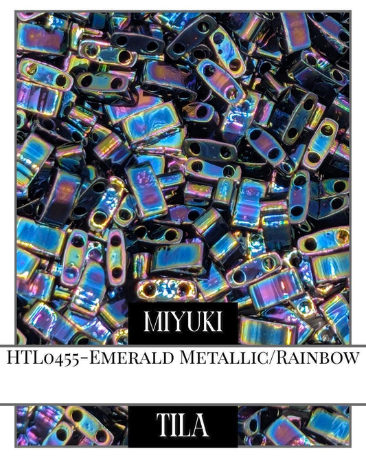 Miyuki Tila Beads - Emerald Rainbow 2-Hole Seed Beads | Jewelry Making Supplies