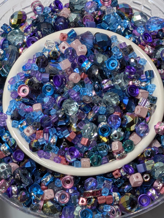 Glass Bead Soup Mix - Mixed Glass Beads & Cat Eye Beads for DIY Jewelry Kit