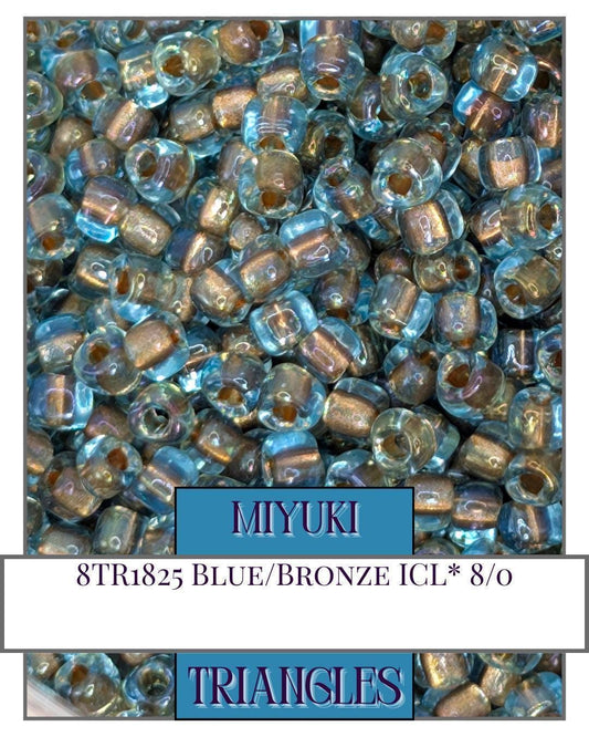 Miyuki Triangle Beads - Blue Bronze Inside Color Lined 10g Seed Beads Pack
