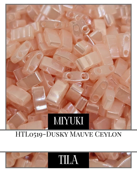 Miyuki Tila Beads – Dusky Mauve Half & Quarter 2-Hole Flat Beads, Matte Finish
