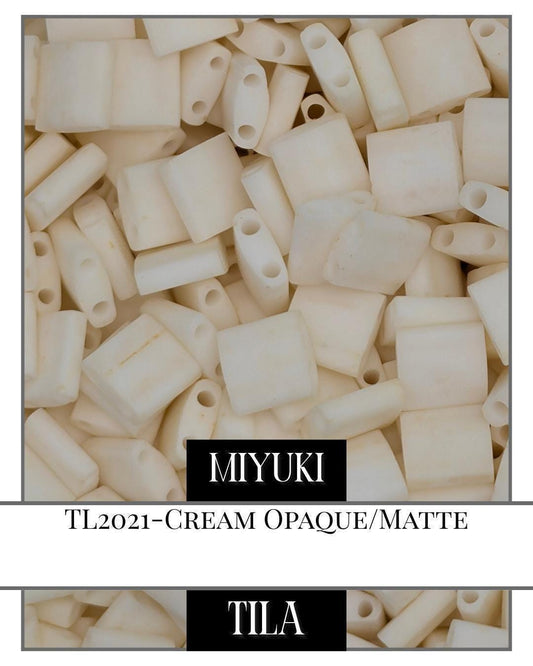 Miyuki Tila Beads – Cream Opaque 5x5mm Square Flat Two Hole Beads for Jewelry
