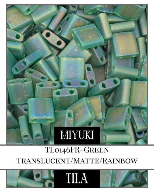 Miyuki Tila Beads - Green Translucent Flat Two Hole Beads | 7.5g Package