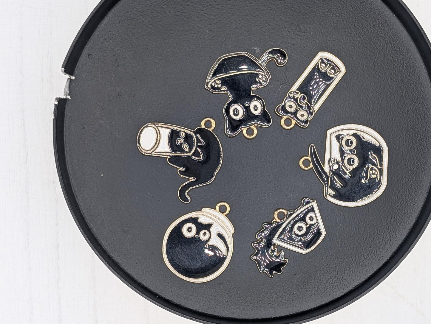 Gold Plated Kitty Charms - Set of 6 DIY Jewelry Charms with Shine Finish