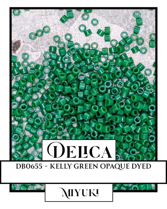 Miyuki Delica Beads - Kelly Green Size 11 Seed Beads in Resealable Mylar Bag