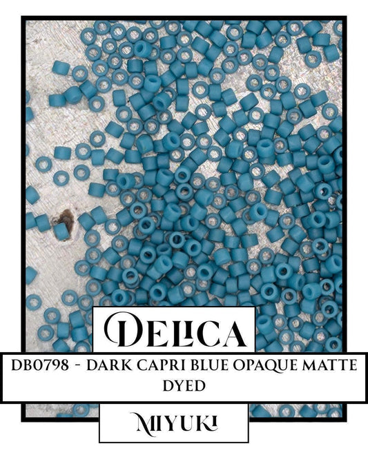 Miyuki Delica Beads - Dark Capri Blue 11/0 Opaque Matte, 7g Resealable Mylar Bag