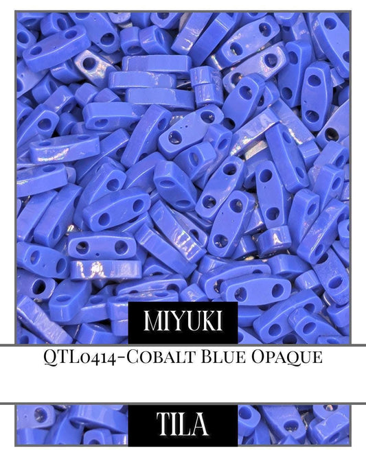 Quarter Tila Beads - Miyuki Cobalt Blue 2-Hole Flat Beads for Jewelry Making