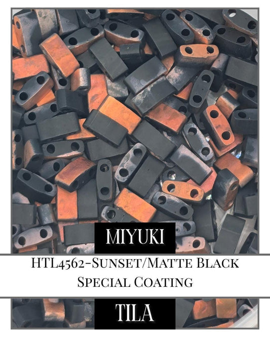 Miyuki Half Tila Beads - Sunset Color Matte Black Beads | 7.5g Package