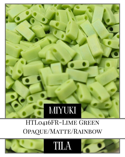 Miyuki Tila Beads – Lime Green Matte Finish 2-Hole Flat Beads for Jewelry Craft Supplies