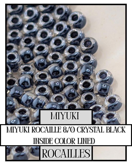 Miyuki Rocaille Beads 8/0 | Crystal Black Lined Glass Seed Beads for Jewelry