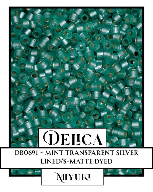 Miyuki Delica Beads - Mint Green Silver Lined Size 11/0 Seed Beads 7g Package