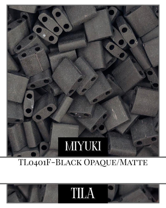 Miyuki Tila Beads – Black Opaque Matte 2-Hole Seed Beads 7.5g Package
