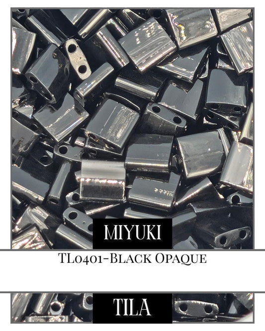 Miyuki Tila Beads – Black Opaque 7.5 Gram Bead Pack for Jewelry Making