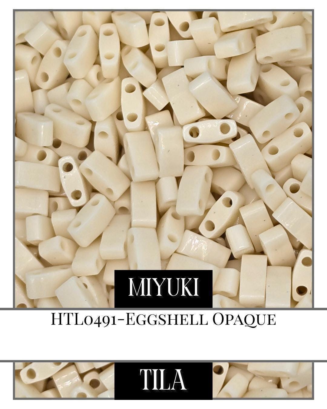 Miyuki Tila Beads | Half Tila Beads Opaque Eggshell 2-Hole Flat Bead Kit