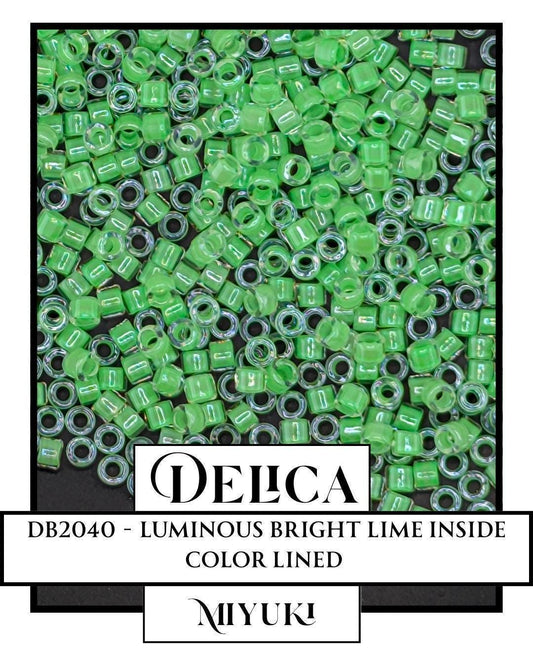 Miyuki Delica Beads - Luminous Bright Lime Size 11 Seed Beads | Genuine Japanese Glass