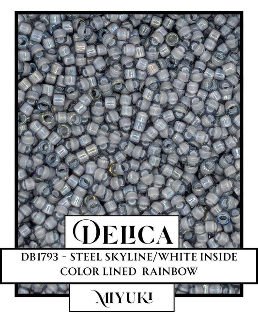 Miyuki Delica Beads - Steel Skyline White ICL Size 11/0 Glass Seed Beads 7g