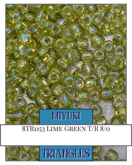 Miyuki Triangle Beads - Lime Green Translucent Triangle Seed Beads 10g