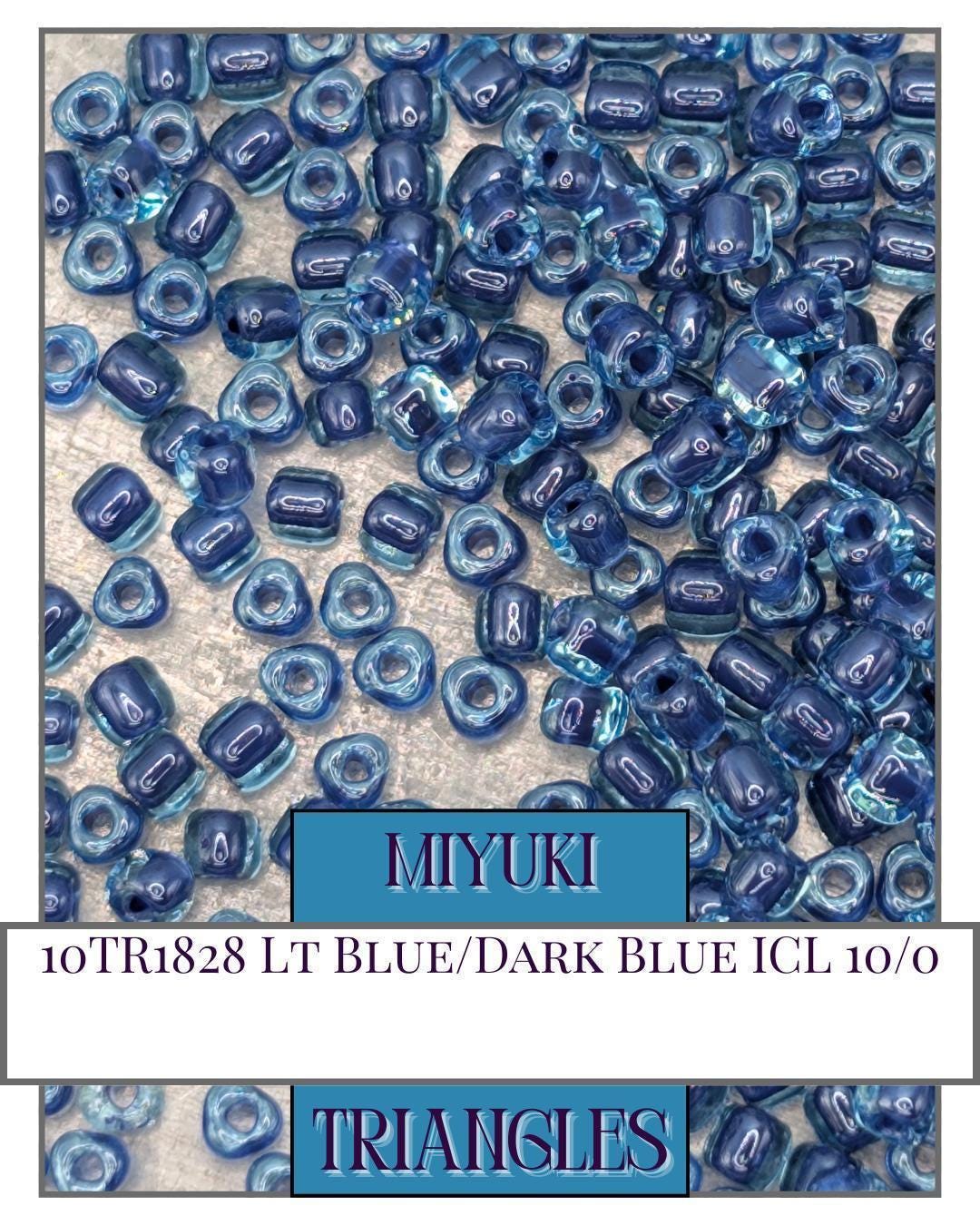 Miyuki Triangle Beads - Light Blue & Dark Blue Inside Color Lined Sparkle