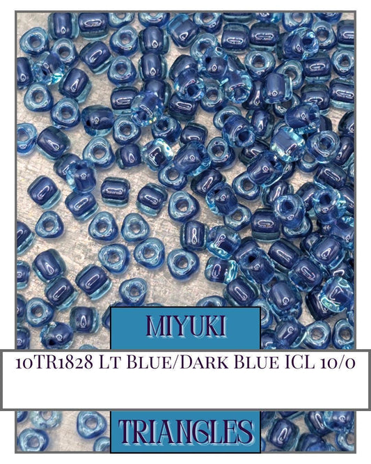 Miyuki Triangle Beads - Light Blue & Dark Blue Inside Color Lined Sparkle