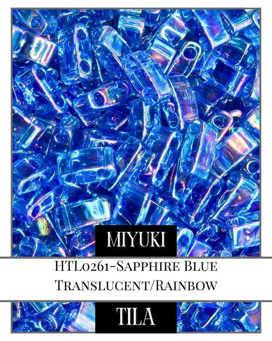 Miyuki Tila Beads - Sapphire Blue 2-Hole Flat Beads, Half Tila Pack 7.5g