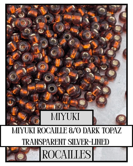 Miyuki Rocaille Beads 8/0 Dark Topaz Silver-Lined - Uniform Glass Seed Beads 20g