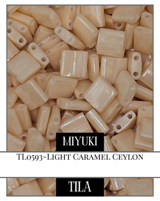 Miyuki Tila Beads – Light Caramel Flat Two Hole Beads | Jewelry Making Kit