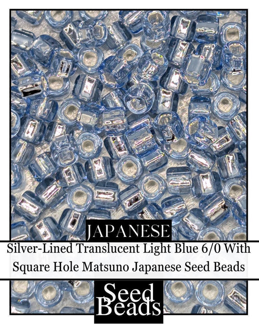 Silver-Lined Seed Beads - Translucent Blue 8/0 Japanese Matsuno Dynamites Beads