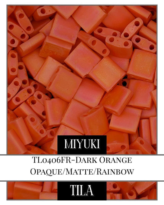 Miyuki Tila Beads - Dark Orange Opaque Matte Rainbow | 7.5g Bead Package