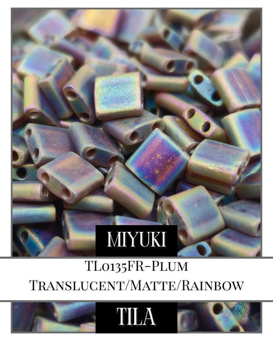 Miyuki Tila Beads – Plum Translucent Matte Rainbow | 7.5g Jewelry Making Beads