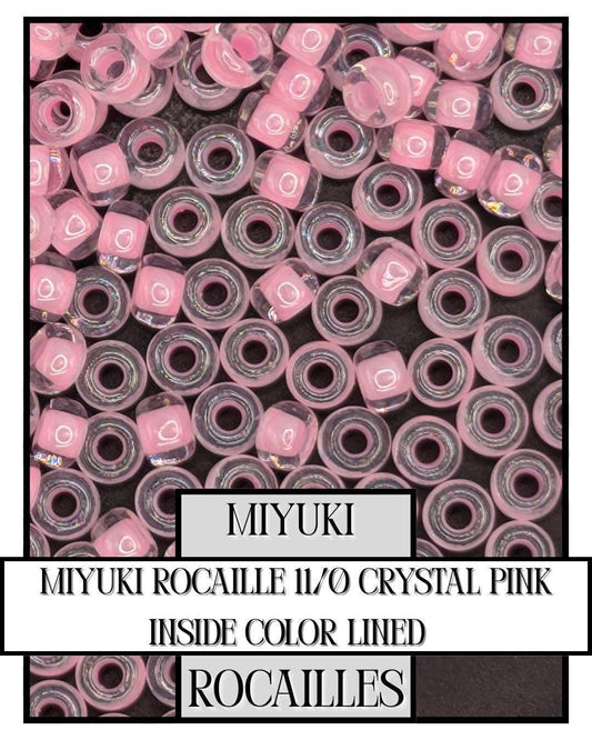 Miyuki Rocailles Beads | 11/0 Crystal Pink Inside Color Lined Glass Seed Beads