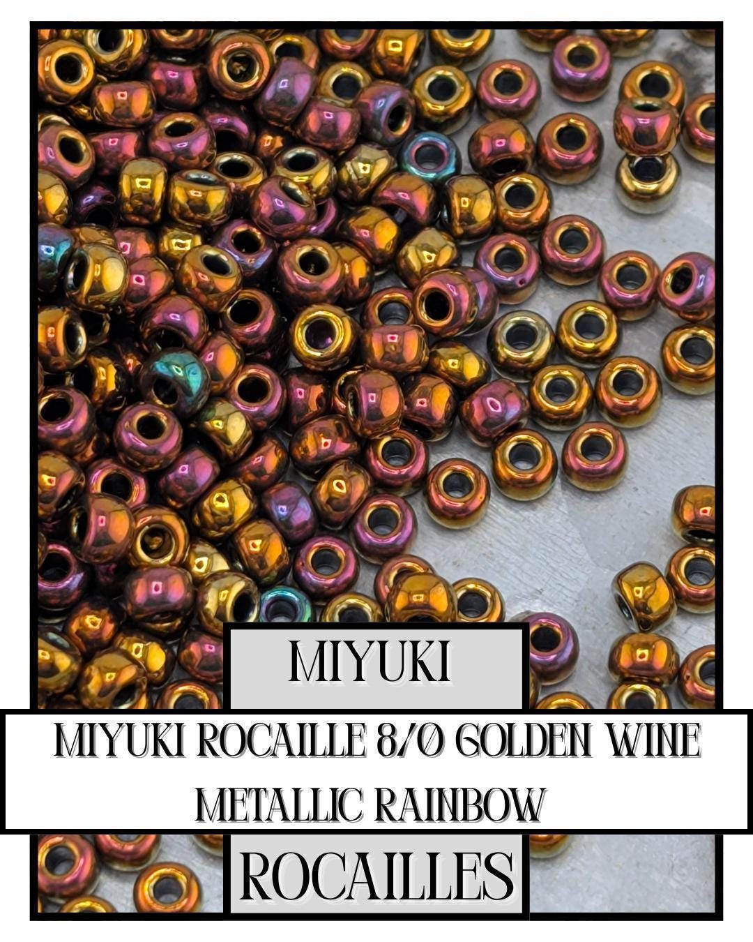 Miyuki Rocaille Beads | 8/0 Seed Beads Golden Wine Metallic Rainbow 20g for Jewelry