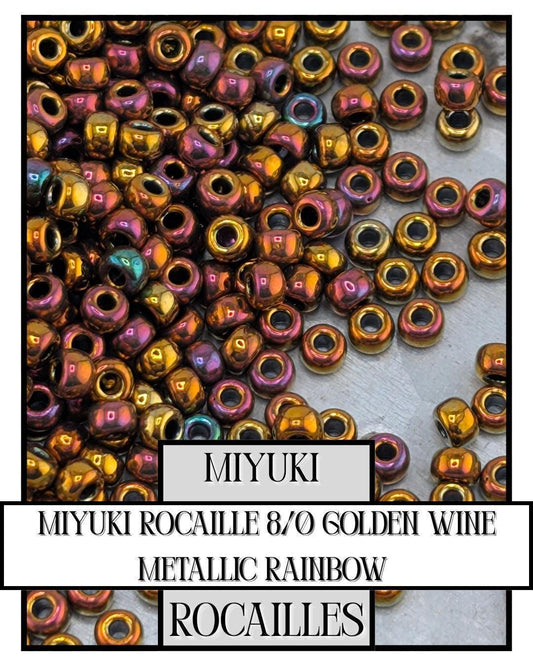 Miyuki Rocaille Beads | 8/0 Seed Beads Golden Wine Metallic Rainbow 20g for Jewelry