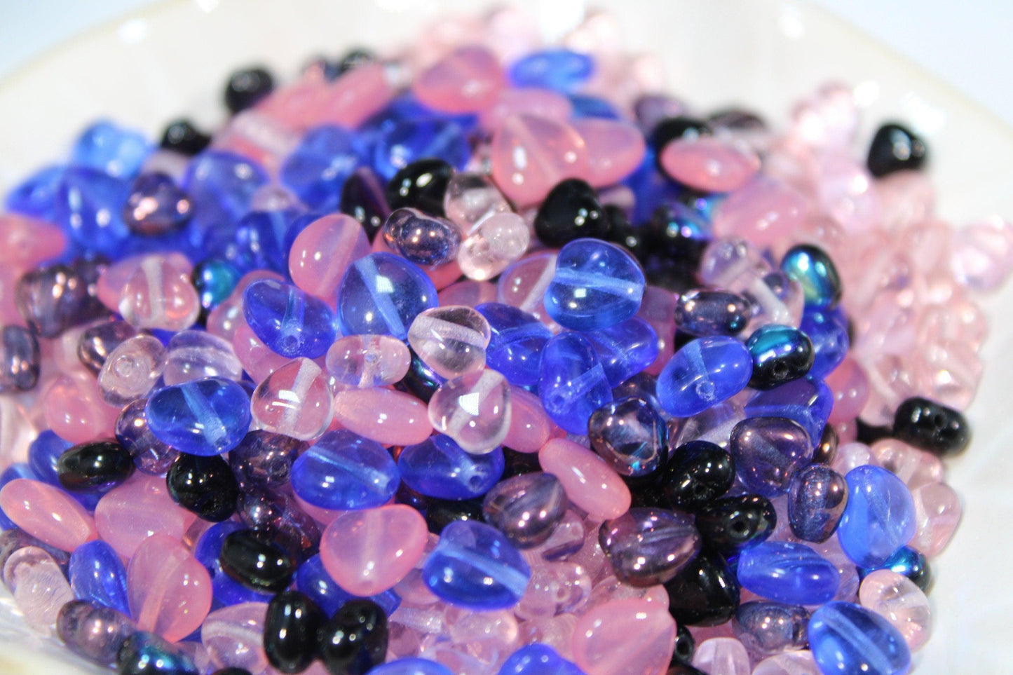 Czech Glass Heart Beads – Bulk Glass Beads Mix for Jewelry Making Crafts