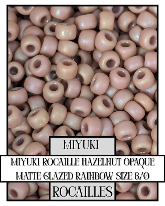 Miyuki Rocaille Beads - Hazelnut Opaque Matte Rainbow Glaze Size 8/0 For Jewelry Making
