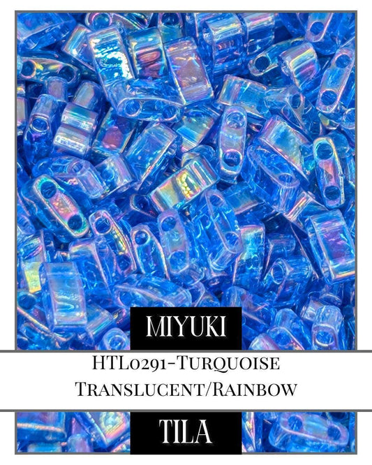 Miyuki Tila Beads | Turquoise Rainbow Translucent Seed Beads for Jewelry Making