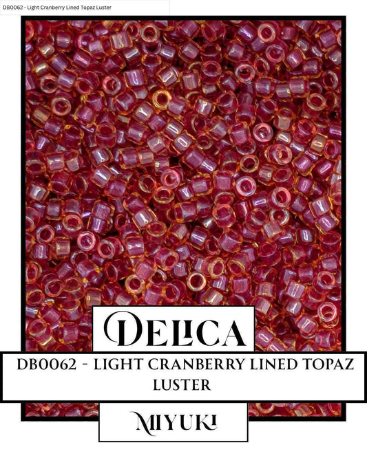 Miyuki Delica Beads – Size 11 Japanese Glass Seed Beads Light Cranberry Topaz Luster