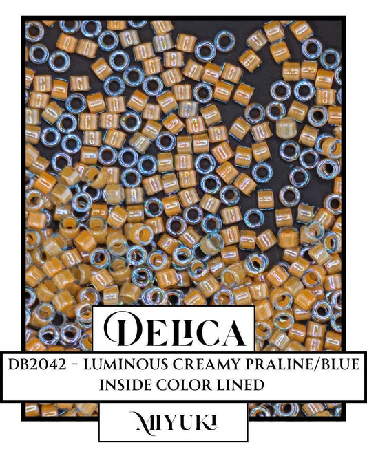 Miyuki Delica Beads - Luminous Creamy Praline Blue ICL 7g Seed Beads Jewelry