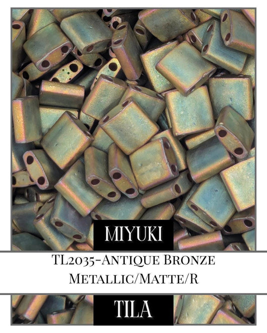 Miyuki Tila Beads – Antique Bronze 2-Hole Flat Square Beads for Jewelry Making