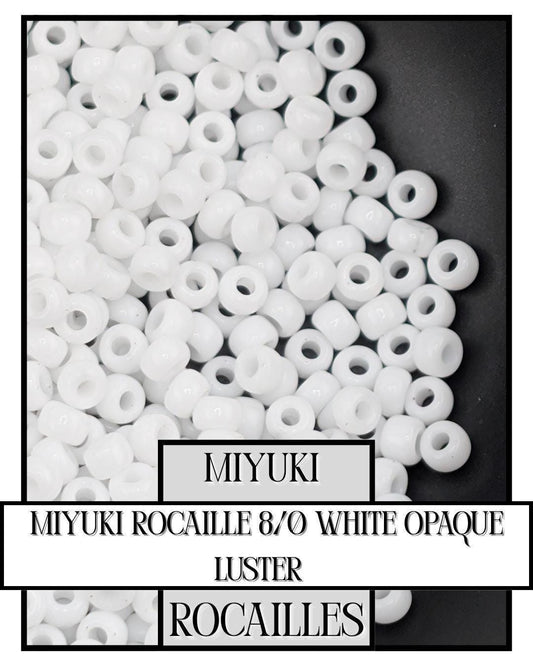 Miyuki Rocaille Beads - White Opaque 8/0 Seed Beads | 20g Glass Jewelry Making