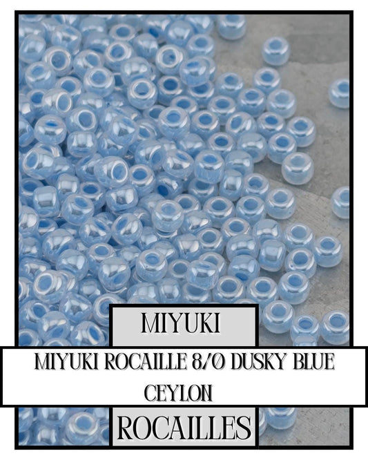 Miyuki Rocaille Beads 8/0 Seed Beads – Dusky Blue Glass Beading Supplies 20g