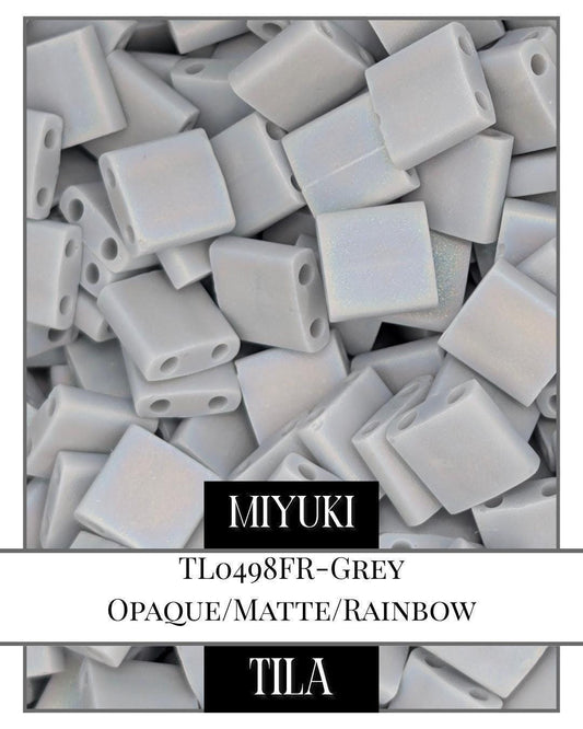 Miyuki Tila Beads – Grey Matte Opaque Rainbow | 7.5g Bead Package for Jewelry Making