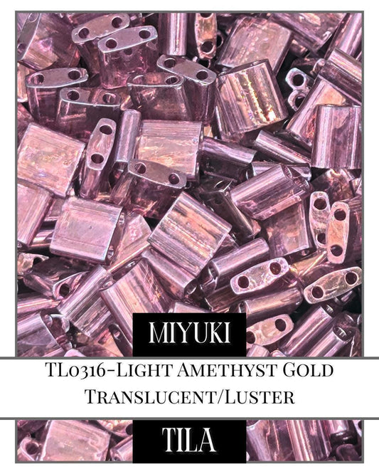 Miyuki Tila Beads - Light Amethyst 2-Hole Flat Beads | Jewelry Making Kit