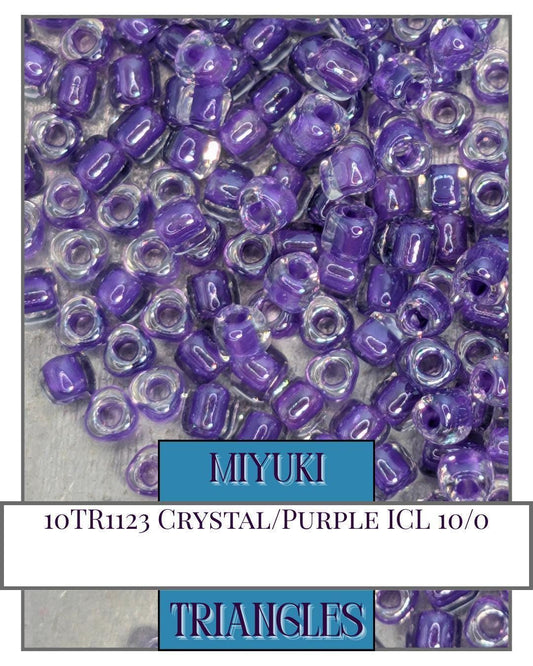 Miyuki Triangle Beads - Size 10/0 Crystal Purple Inside Color Lined Sparkle Bulk Pack